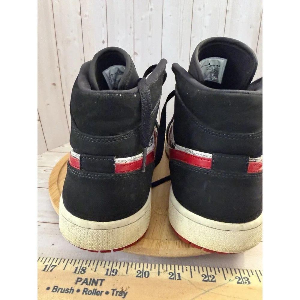 Jordan 1 Mid SE Air Times Newspaper Print Black Red White Sneakers Size 11